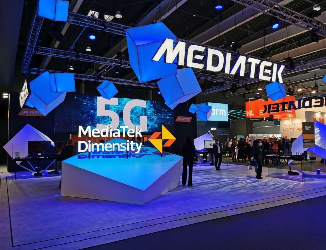 MediaTek display booth at a business expo